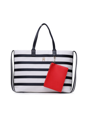 Tommy Hilfiger Tommy Hilfiger Borsetta Iconic Tommy Tote Stripes AW0AW14762 Bianco