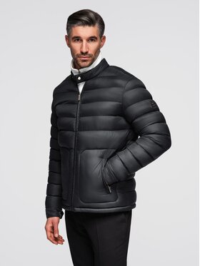 Ombre Ombre Kurtka przejściowa OM-JALP-0261 Czarny Regular Fit
