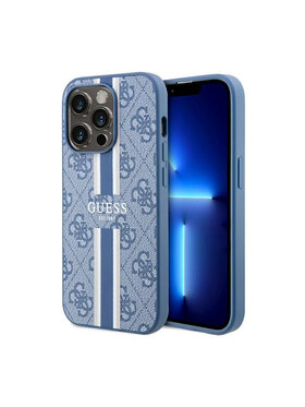 Guess Guess Etui na telefon 4G Printed Stripes MagSafe Niebieski