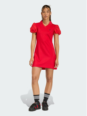 adidas adidas Sukienka codzienna with balloon sleeves Czerwony Slim Fit