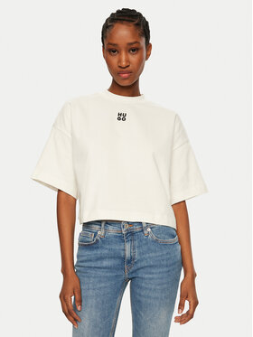 HUGO HUGO Футболка Cropped Tee 50517790 Écru Relaxed Fit