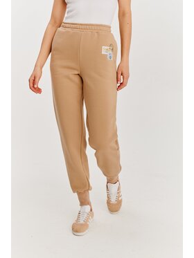 NAOKO NAOKO Spodnie dresowe Blooming Comfort Beżowy Regular Fit