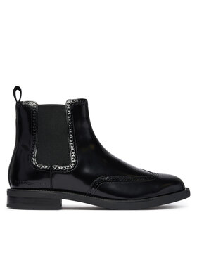 Tommy Hilfiger Tommy Hilfiger Chelsea Lth Abrasivato Brogue Chelsea FM0FM06079 Nero