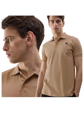 4F 4F Polokošeľa 4FWSS25TPTSM706-83S Hnedá Regular Fit