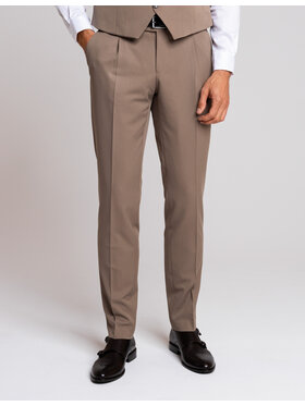 Borgio Borgio Spodnie garniturowe lido_khaki Khaki Slim Fit