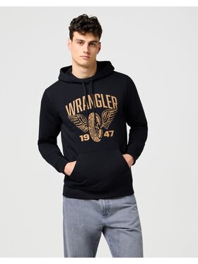 Wrangler Wrangler Bluza AMERICANA HOODIE Czarny Regular Fit