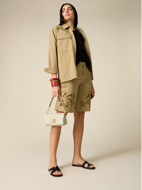 Oltre Oltre Pantaloncini di tessuto P707R009150N035 Verde Baggy Fit