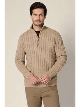 Lancerto Lancerto Sweter Cutter SW073225000039 Beżowy Regular Fit