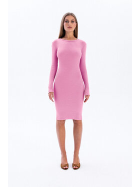 Nudyess Nudyess Sukienka dzianinowa Eos mimi z prążka Różowy Fitted Fit