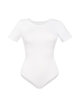 Teyli Teyli Body T-shirt damski okrągły dekolt Shirty Biały Regular Fit