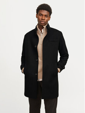 Jack & Jones Jack & Jones Вълнено палто Melton 12258672 Черен Regular Fit