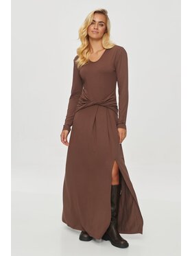 Makadamia Makadamia Sukienka codzienna M838 Brązowy Comfortable Fit