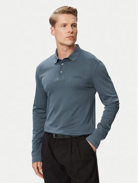 Calvin Klein Calvin Klein Тениска с яка и копчета Supima LV04LH240G Тъмносив Slim Fit
