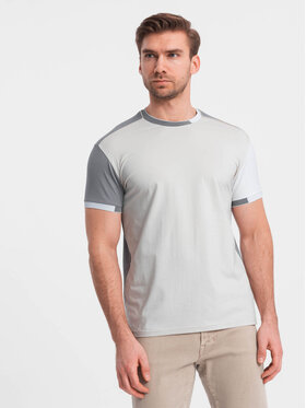 Ombre Ombre T-Shirt OM-TSCT-0176 Szary Regular Fit