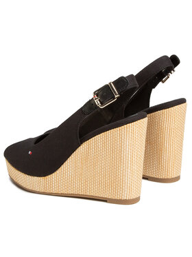 Tommy Hilfiger Espadrile Iconic Elena Sling Back Wedge FW0FW04789 Crna