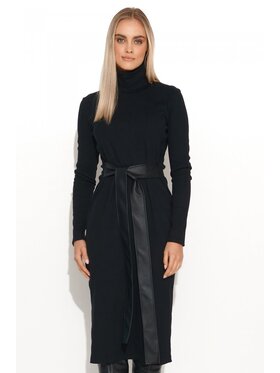 Makadamia Makadamia Sukienka dzianinowa M689 Czarny Shaped Fit