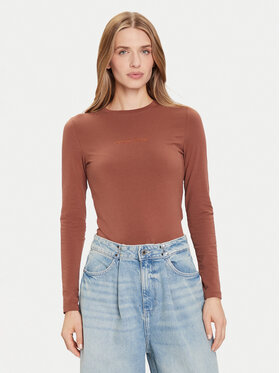 Guess Jeans Guess Jeans Blúzka W4YI22 J1314 Hnedá Slim Fit