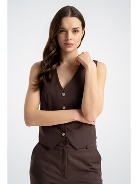 CLICK CLICK Γιλέκο 71-0053 Καφέ Regular Fit