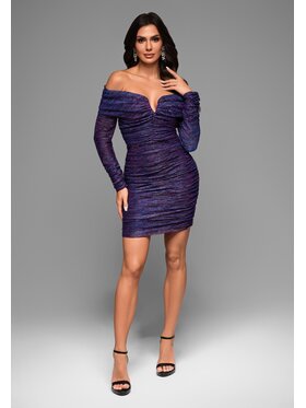 Ombre Ombre Sukienka koktajlowa LA-OM-DLR049 Fioletowy Regular Fit