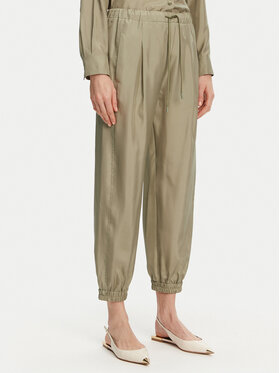 Marella Marella Kalhoty z materiálu Abetaia 2513131095 Zelená Relaxed Fit