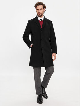 Boss Boss Vilnas mētelis H-Hyde-C-224 50485199 Melns Regular Fit