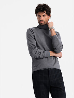 Ombre Ombre Sweter OM-SWTN-0101 Szary Regular Fit