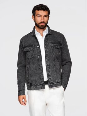 Ombre Ombre Kurtka jeansowa OM-JADJ-0219 Czarny Regular Fit
