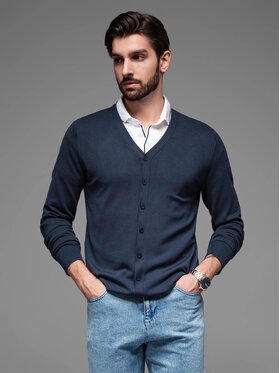 Ombre Ombre Kardigan OM-SWCD-0126 Granatowy Regular Fit