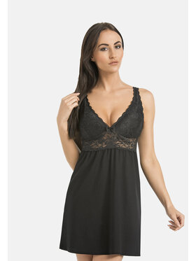 Teyli Teyli Koszula nocna 240 Czarny Regular Fit