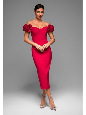 Ombre Ombre Sukienka wieczorowa LA-OM-DLR064 Czerwony Regular Fit
