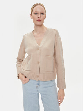 Tommy Hilfiger Tommy Hilfiger Cardigan WW0WW39922 Bej Relaxed Fit