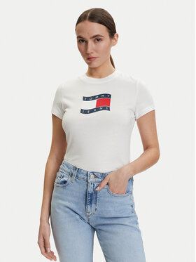 Tommy Jeans Tommy Jeans Majica DW0DW22781 Écru Regular Fit