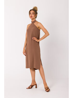 Made of Emotion Made of Emotion Sukienka letnia M736 Brązowy Premium Fit