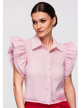 Ombre Ombre Koszula OW-SH-E0037 Różowy Slim Fit