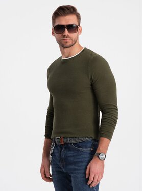 Ombre Ombre Sweter OM-SWSW-0103 Zielony Classic Fit