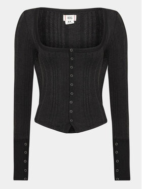 BDG Urban Outfitters BDG Urban Outfitters Palaidinė Ribbed Popper Ls 77097111 Juoda Slim Fit