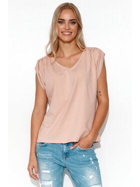 Makadamia Makadamia Bluzka M774 PUDROWY RÓŻ Różowy Comfort Fit