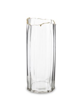 MIAhome MIAhome Wazon szklany nieregularny ze złotem 30 cm Przezroczysty
