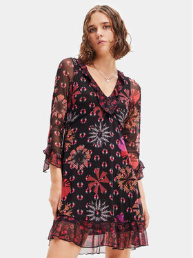 Desigual Desigual Každodenní šaty 23WWVKA6 Černá Regular Fit