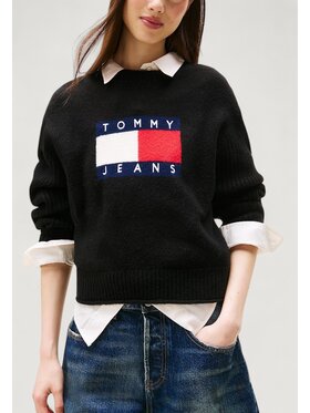 Tommy Jeans Tommy Jeans Πουλόβερ TJW MELANGE FLAG SWE Μαύρο Casual Fit