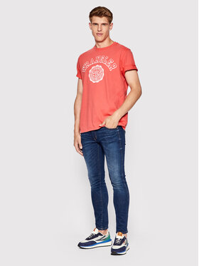 Wrangler Wrangler T-Shirt Collegiate W7E0EJ Różowy Regular Fit