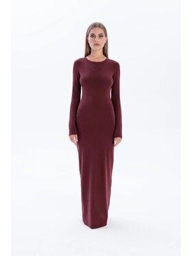 Nudyess Nudyess Sukienka dzianinowa Shape Maxi z gładkiej bawełny Bordowy Regular Fit
