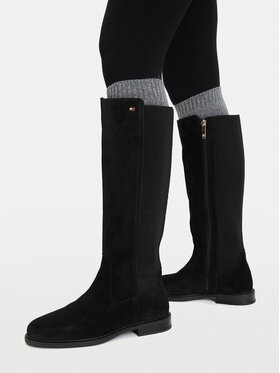 Tommy Hilfiger Tommy Hilfiger Zimski škornji Enamel Flag Suede High Chelsea FW0FW09574 Črna