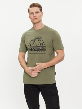 Napapijri Napapijri T-Shirt S-Faber NP0A4HQE Zielony Regular Fit