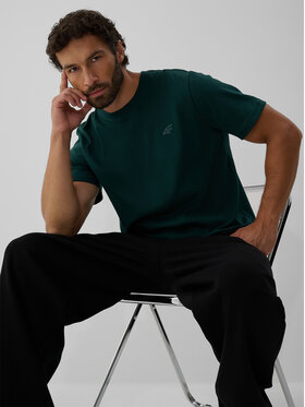 4F 4F T-Shirt ESSENTIAL Zielony ciemny Regular Fit