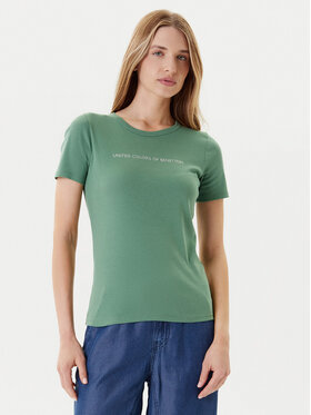 United Colors Of Benetton United Colors Of Benetton Marškinėliai 3GA2E16A2 Žalia Regular Fit