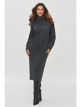Makadamia Makadamia Sukienka dzianinowa S154 Szary Loose Fit