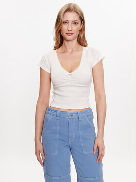 BDG Urban Outfitters BDG Urban Outfitters Marškinėliai BDG AIMEE POINTELLE TOP 76468321 Balta Slim Fit