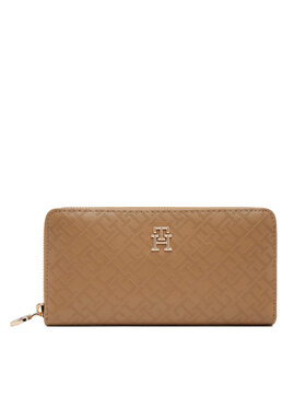 Tommy Hilfiger Tommy Hilfiger Duży Portfel Damski Th Distinct Lrg Za Mono AW0AW17258 Brązowy