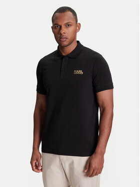 KARL LAGERFELD KARL LAGERFELD Тениска с яка и копчета 745088 553235 Черен Regular Fit